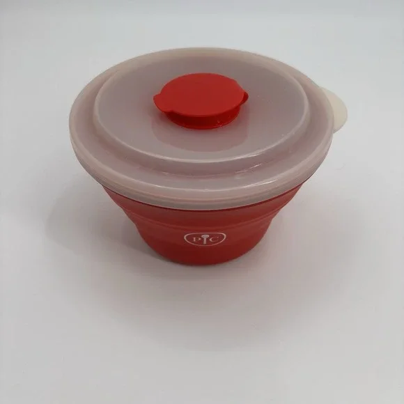Pampered Chef Microwave Popcorn Popper Silicone Collapsible Bowl w/Lid - Picture 3 of 8